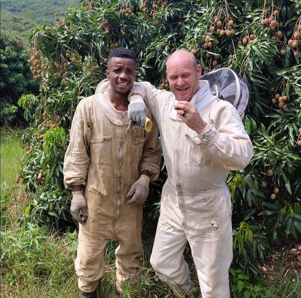 Pieter de Beer, owner of Laeveld Byeboere, working in the Lowveld